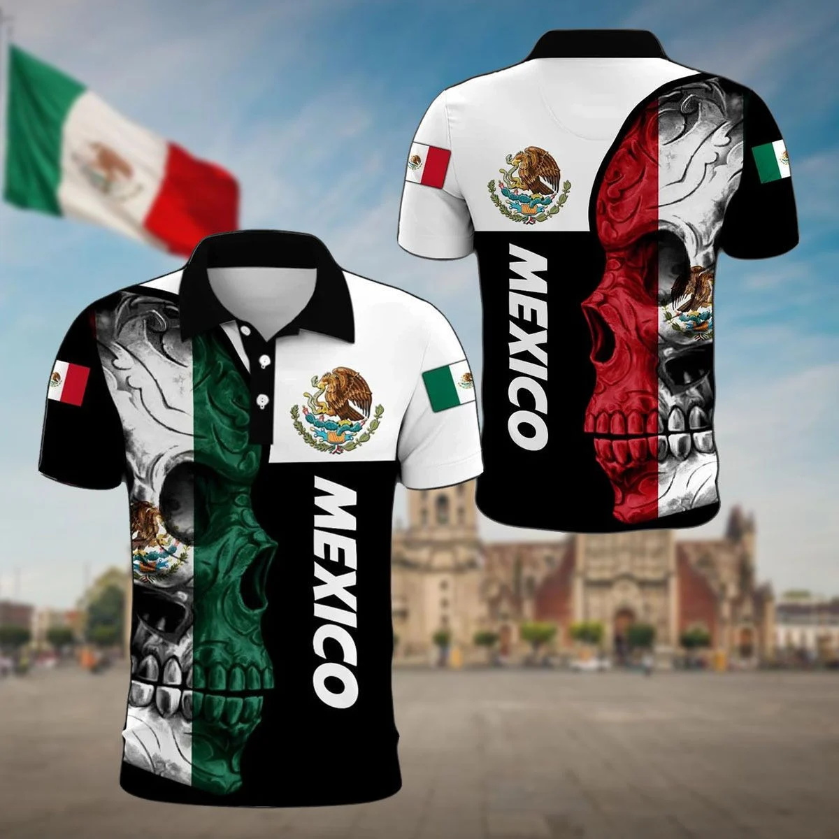 メキシコアステカ紋章 & スカル 3D オールオーバープリン - Mens Fashion Mexico のレビューと価格