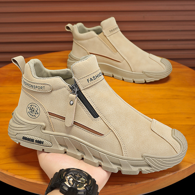 メンズカジュアルジッパー付きショートブーツ スポーツ アウト - Men'S Fashion Hiking Boots のレビューと価格