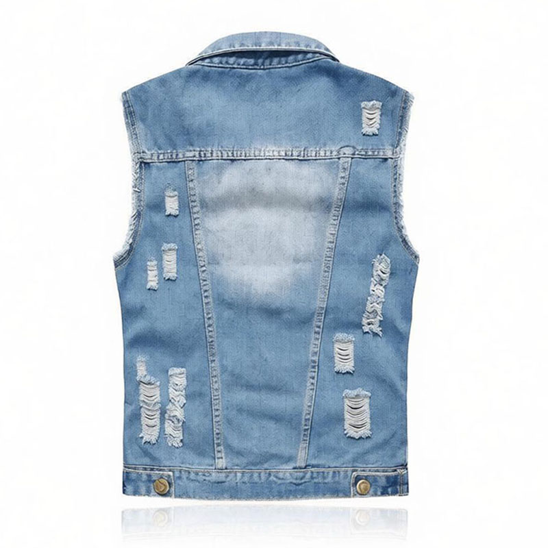 メンズプラスサイズライトブルー/ブラックデニムベストリップド - Men'S Fashion Vest With Jeans のレビューと価格