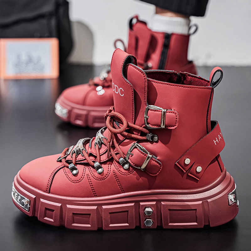 オリジナルブランドブーツ男性用パンクプラットフォームレッドト - Men'S Fashion News のレビューと価格