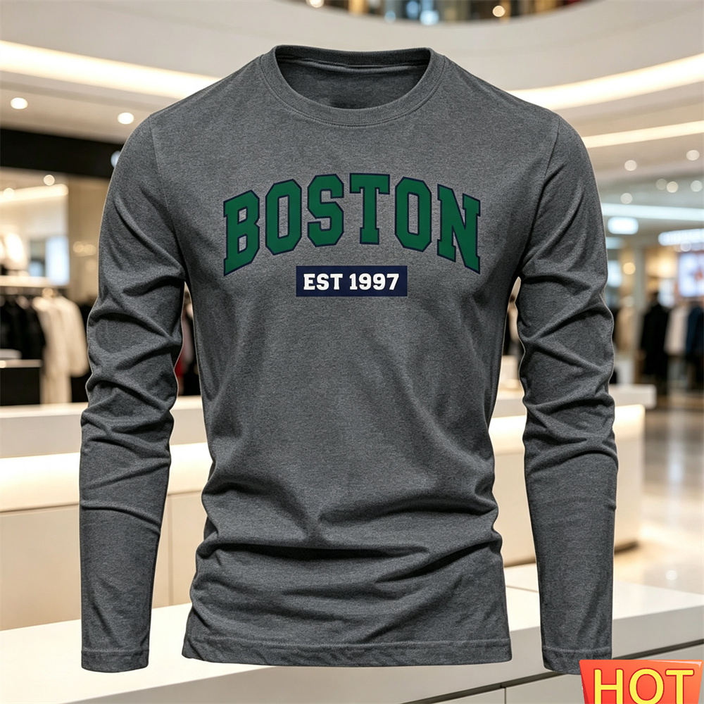 秋夏メンズ長袖 Tシャツレターパターンラウンドネック Tシャ - Men'S Fashion Usa のレビューと価格