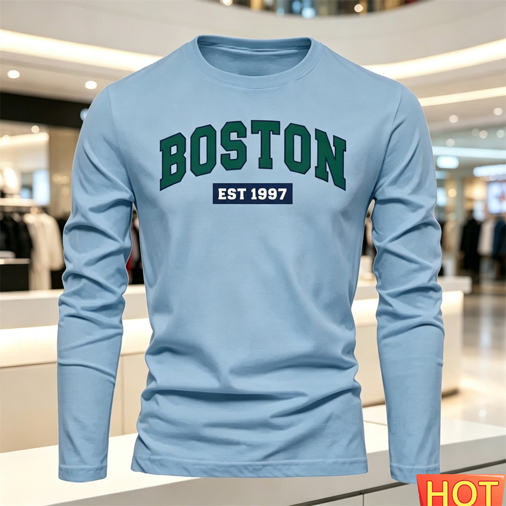 秋夏メンズ長袖 Tシャツレターパターンラウンドネック Tシャ - Men'S Fashion Usa のレビューと価格