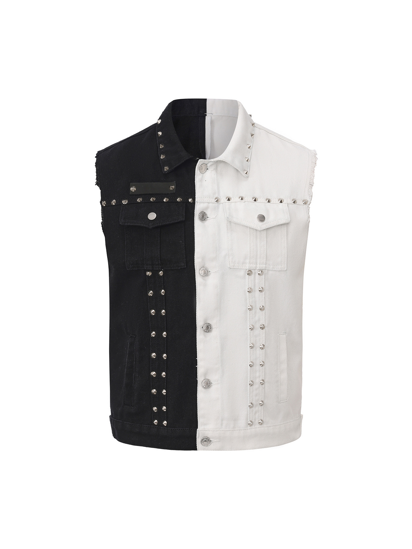メンズパンクスタイルジーンズベスト、リベット付きファッション - Men'S Fashion Vest With Jeans のレビューと価格