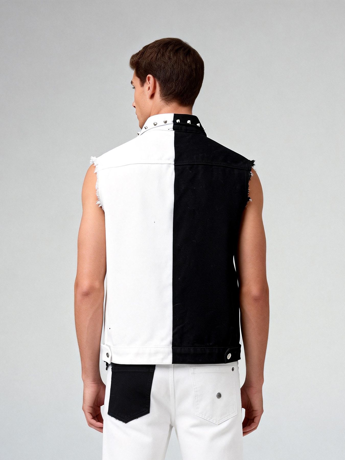 メンズパンクスタイルジーンズベスト、リベット付きファッション - Men'S Fashion Vest With Jeans のレビューと価格
