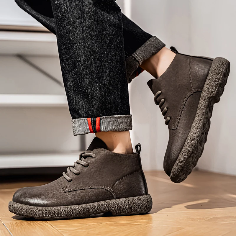 メンズ アンクルブーツ ブラウン ショートブーツ 高級靴 パ - Men'S Fashion News のレビューと価格