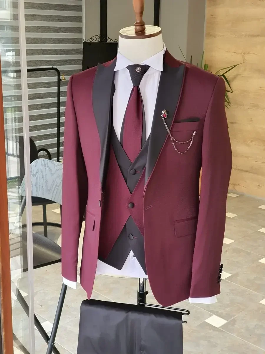 シャンパンジャケット ブラックパンツ イギリス メンズスーツ - Slim Fit Blazer Men のレビューと価格