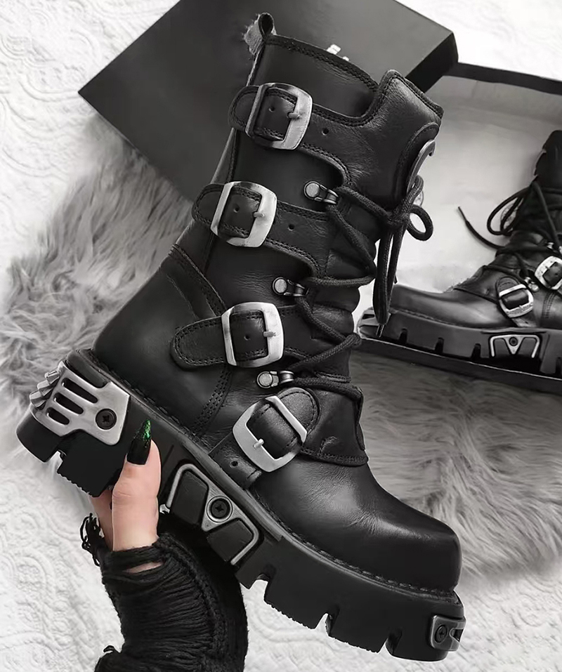 男性高級ファッションパンクゴシックハイバイクブーツオリジナル - Men'S Fashion News のレビューと価格