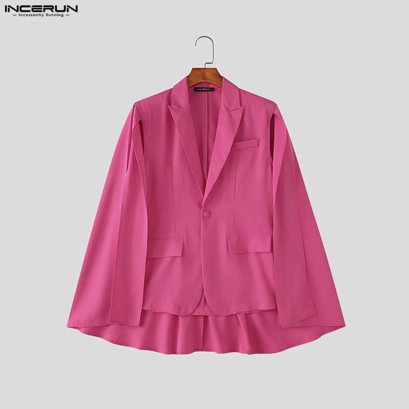 INCERUN メンズ不規則なブレザー無地マントケープラペル - Mens Fashion Poncho のレビューと価格