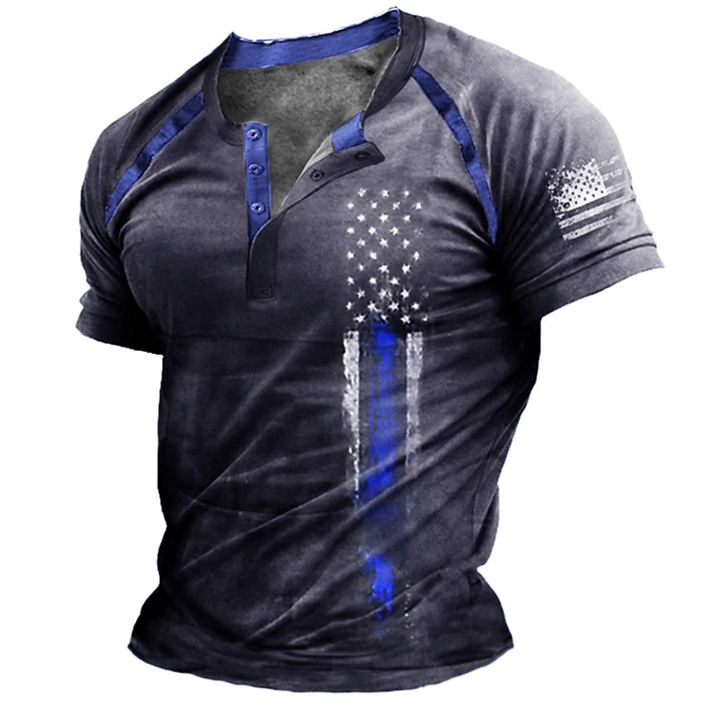 面白い 3D アメリカ国旗プリントメンズヘンリーシャツファッ - Men'S Fashion Usa のレビューと価格