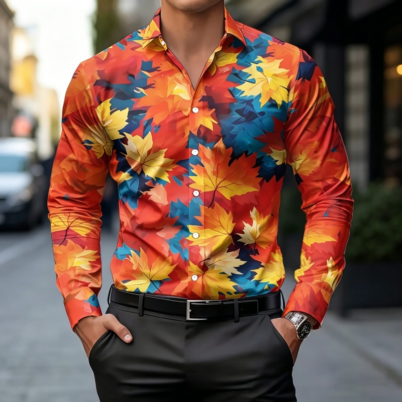 2026年新作メンズシャツファッションプリントシャツライトラ - Mens Fashion Top のレビューと価格