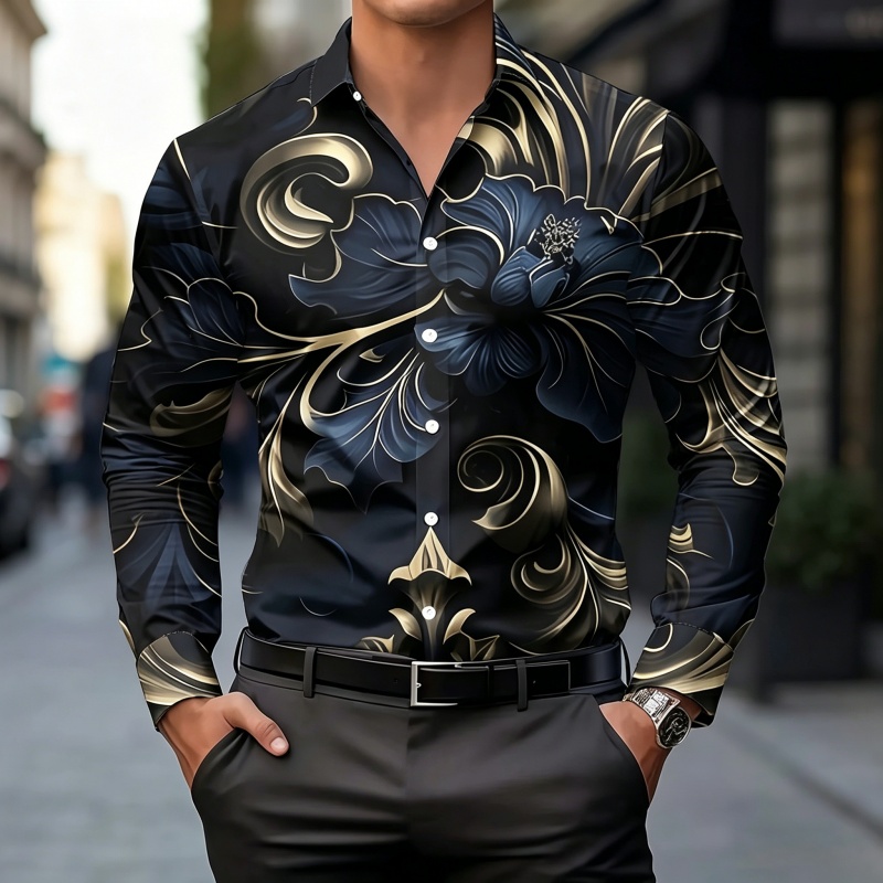 2026年新作メンズシャツファッションプリントシャツライトラ - Mens Fashion Top のレビューと価格