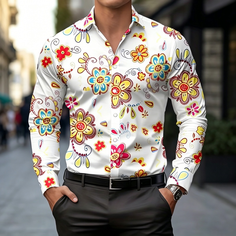 2026年新作メンズシャツファッションプリントシャツライトラ - Mens Fashion Top のレビューと価格