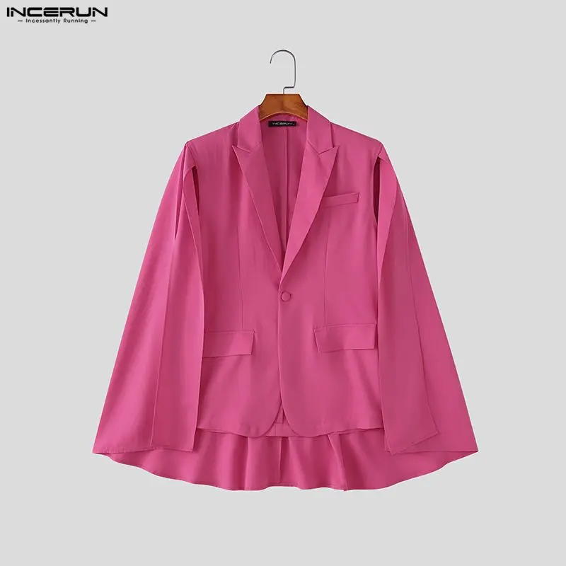 INCERUN メンズ不規則なブレザー無地マントケープラペル - Mens Fashion Poncho のレビューと価格