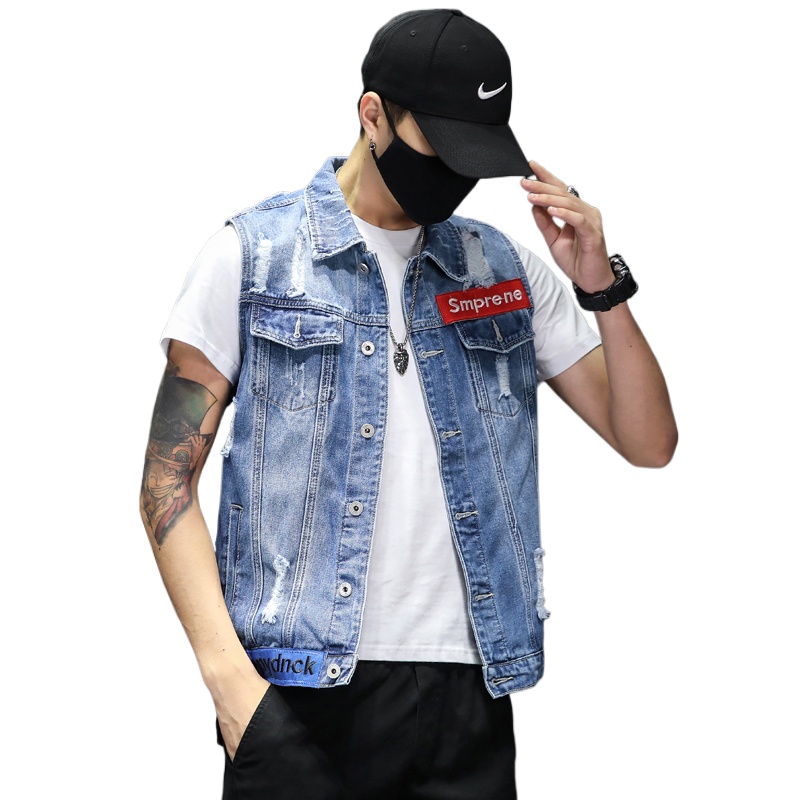 新しいファッション男性ブルーデニムベストチョッキノースリーブ - Men'S Fashion Vest With Jeans のレビューと価格