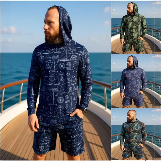 2026年新作迷彩柄ユニセックスフード付きツーピースセット長 - Military Shirt Men のレビューと価格