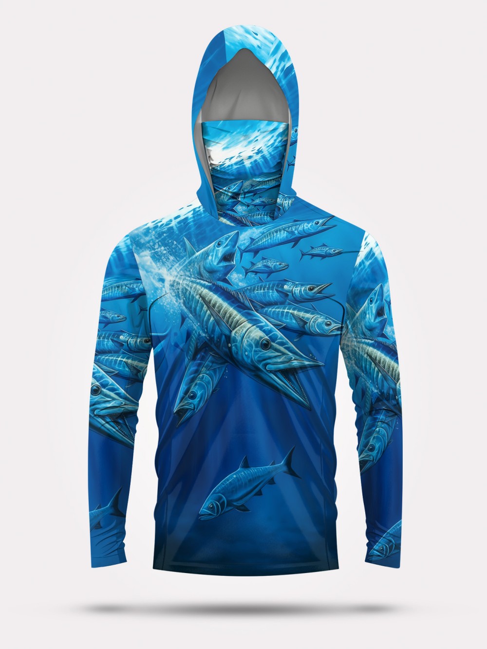 メンズ夏ファッション 魚群プリント 快適で通気性のあるフード - Mens Fashion Top のレビューと価格