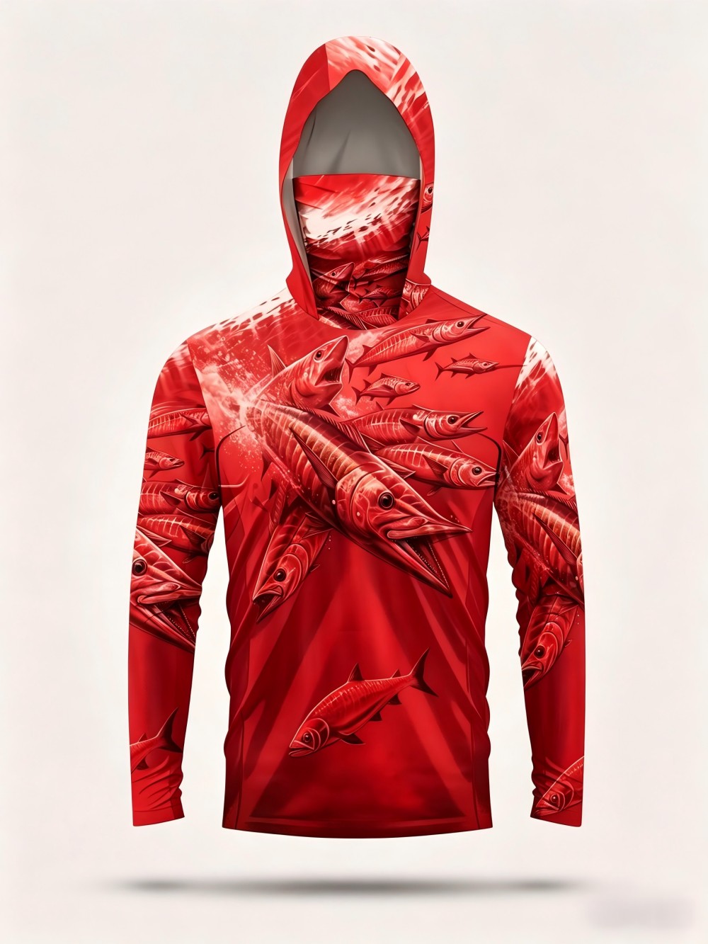 メンズ夏ファッション 魚群プリント 快適で通気性のあるフード - Mens Fashion Top のレビューと価格