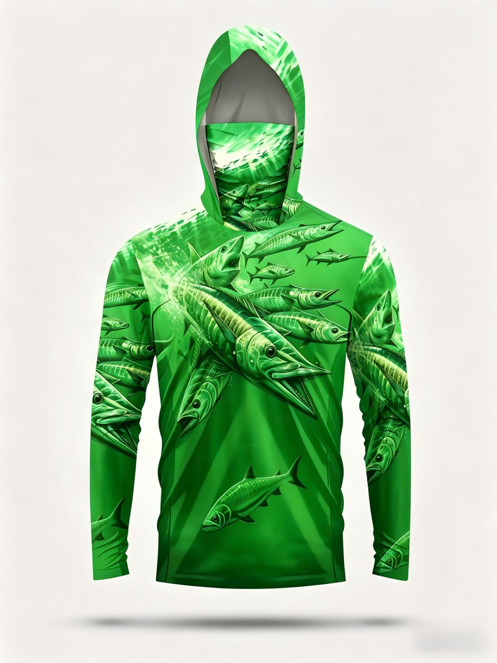 メンズ夏ファッション 魚群プリント 快適で通気性のあるフード - Mens Fashion Top のレビューと価格