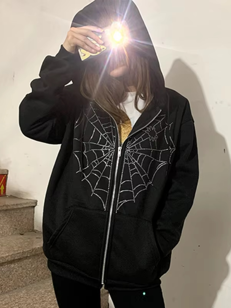 パンクY2Kオーバーサイズジップアップフーディー、レディース - Mens Fashion Zip Up Hoodies のレビューと価格