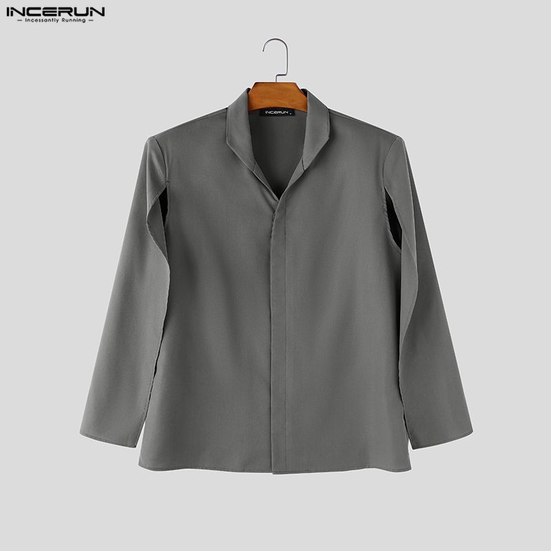 INCERUN メンズシャツ無地スタンドカラーカジュアルポン - Mens Fashion Poncho のレビューと価格