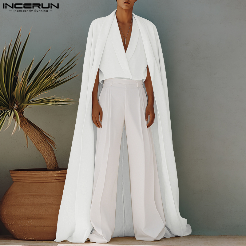INCERUN メンズ ロングスタイルシャツ 無地 フェイク - Mens Fashion Poncho のレビューと価格