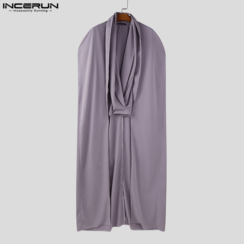 INCERUN メンズ ロングスタイルシャツ 無地 フェイク - Mens Fashion Poncho のレビューと価格