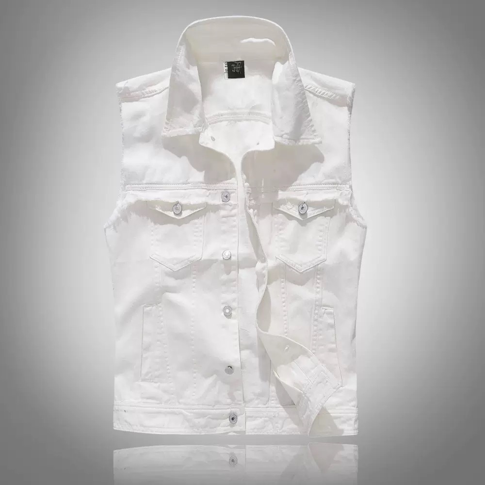 新しいファッション男性ブルーカジュアルデニムベストジャケット - Men'S Fashion Vest With Jeans のレビューと価格