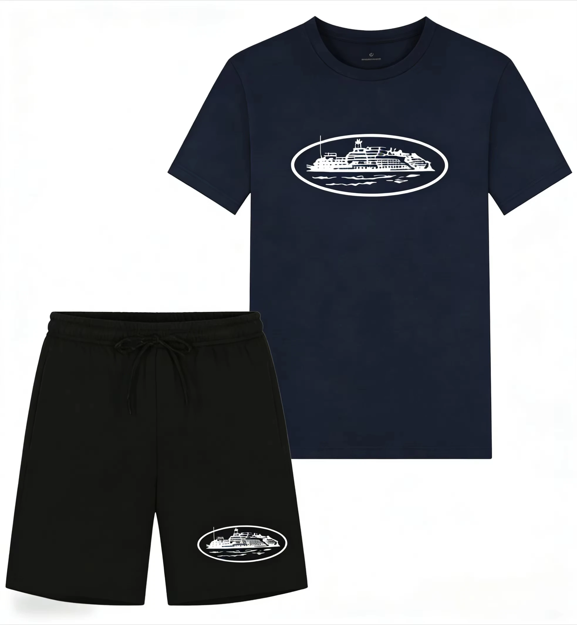 2026年夏新作 小型ボートプリント ツーピースTシャツ＆シ - Men'S Fashion Brands のレビューと価格