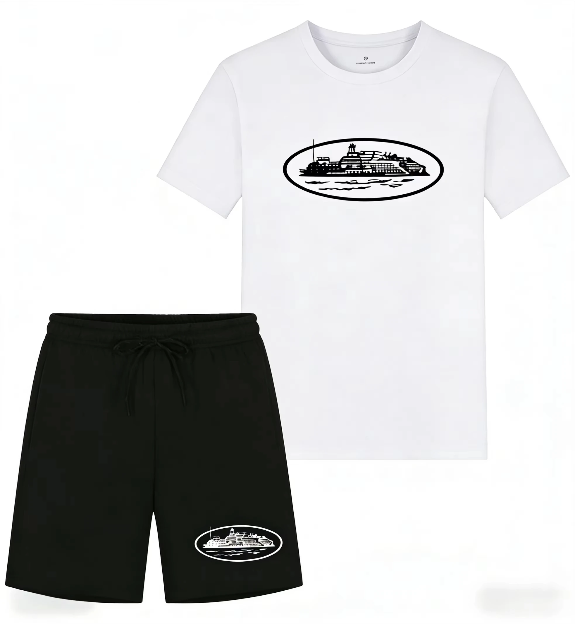 2026年夏新作 小型ボートプリント ツーピースTシャツ＆シ - Men'S Fashion Brands のレビューと価格