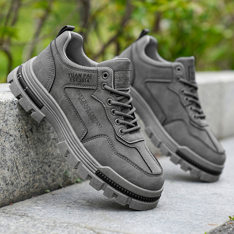 メンズ厚底ワークブーツ滑り止めカジュアルプラットフォームスニ - Men'S Fashion Hiking Boots のレビューと価格