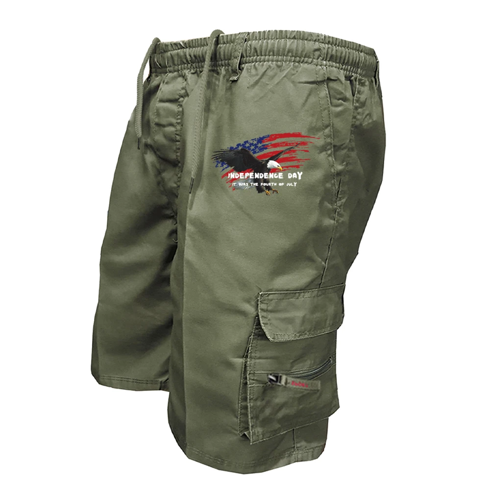 夏のメンズミリタリースタイルカーゴショーツアメリカンプリント - Men'S Fashion Loose Pants のレビューと価格