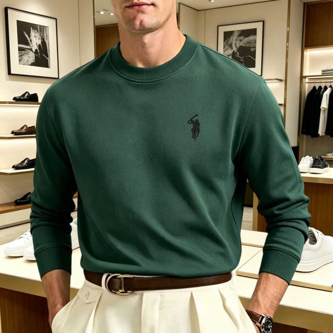 柔らかなコットン素材の高級ブランドメンズ長袖ラウンドネックT - Mens Fashion Top のレビューと価格