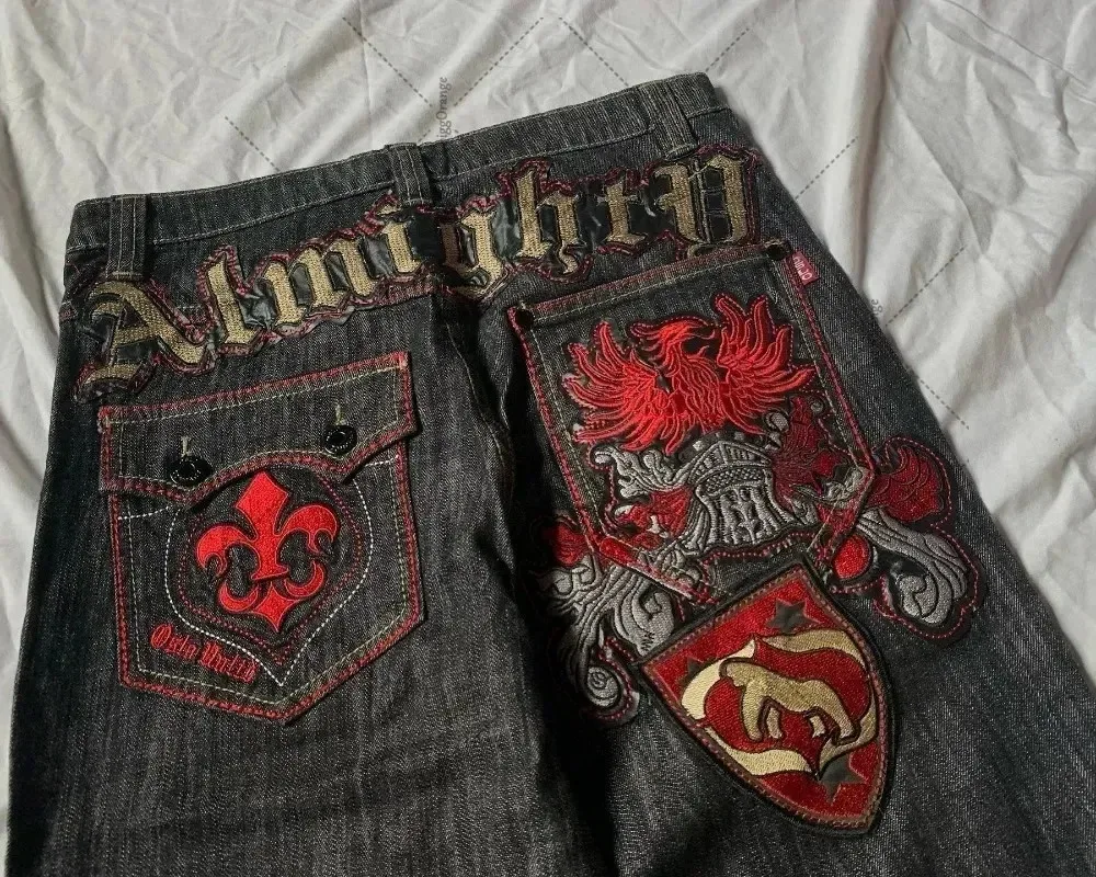 Y2K レトロアメリカンハイストリートパッチワーク文字刺繍ジ - Men'S Fashion For 70 Year Old のレビューと価格