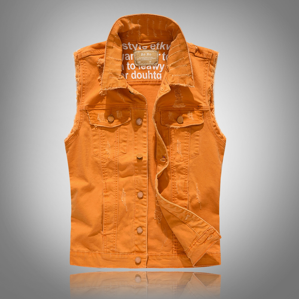 新しいファッション男性グリーンカジュアルリッピングデニムベス - Men'S Fashion Vest With Jeans のレビューと価格