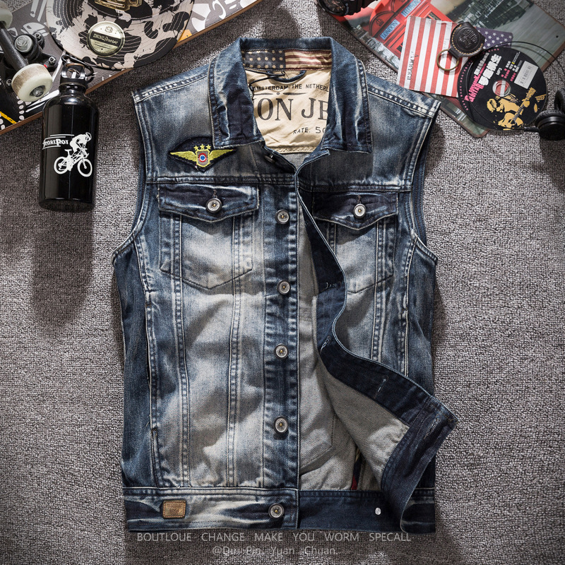 新しいファッション男性レトログレーデニムチョッキノースリーブ - Men'S Fashion Vest With Jeans のレビューと価格