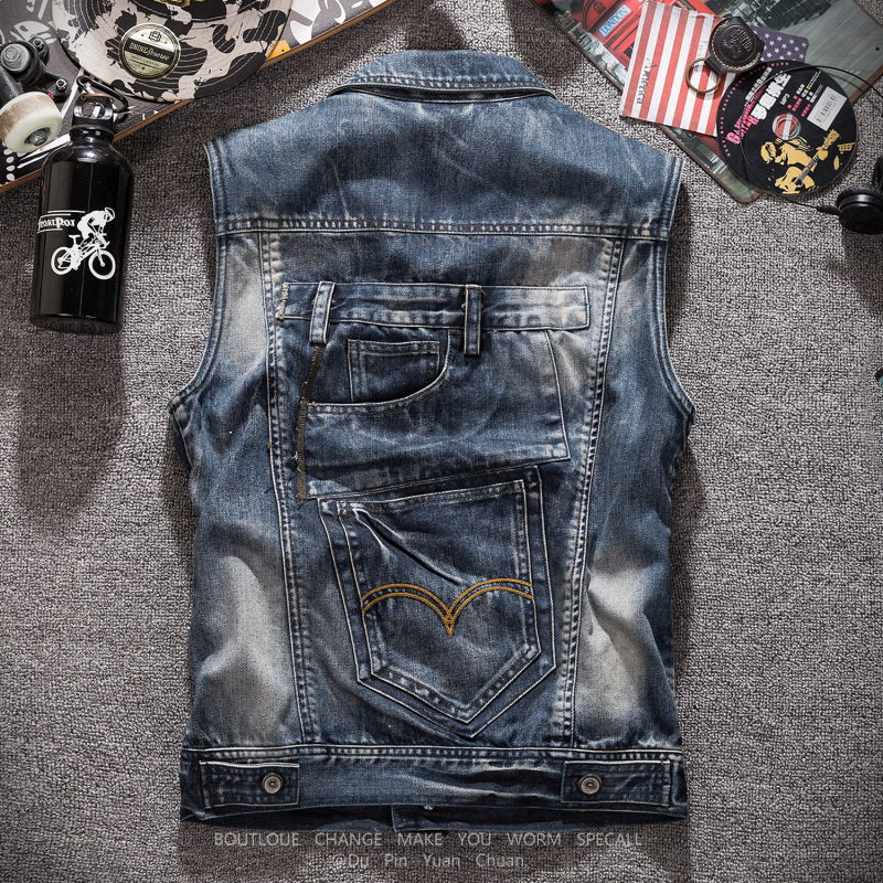新しいファッション男性レトログレーデニムチョッキノースリーブ - Men'S Fashion Vest With Jeans のレビューと価格