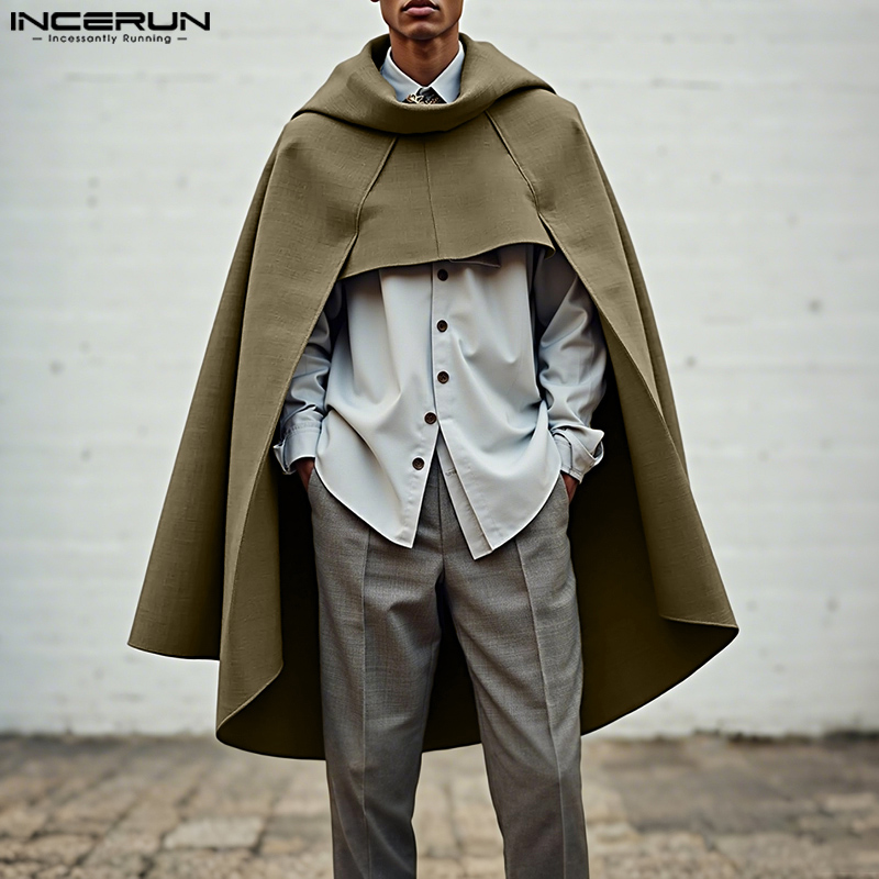 INCERUN 男性マントケープ無地ルーズカジュアル男性不規 - Mens Fashion Poncho のレビューと価格