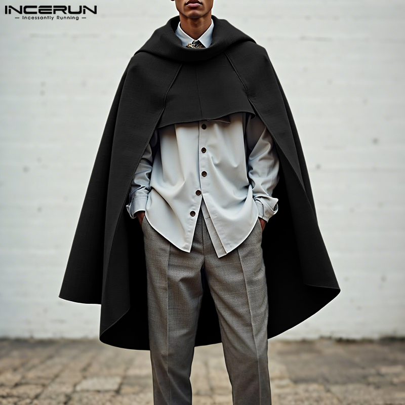 INCERUN 男性マントケープ無地ルーズカジュアル男性不規 - Mens Fashion Poncho のレビューと価格