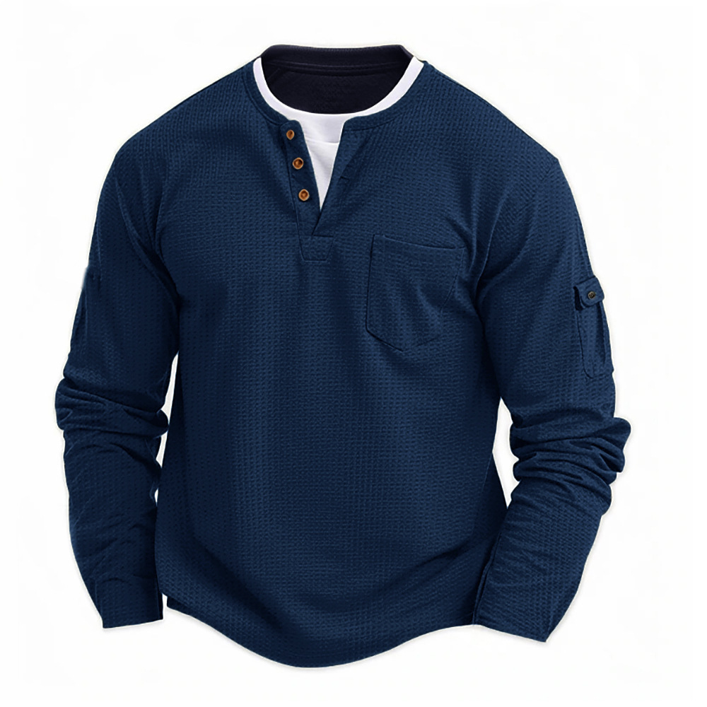 新しい春と秋のメンズ長袖無地シャツ、スタンドカラー快適なボタ - Men'S Fashion Usa のレビューと価格